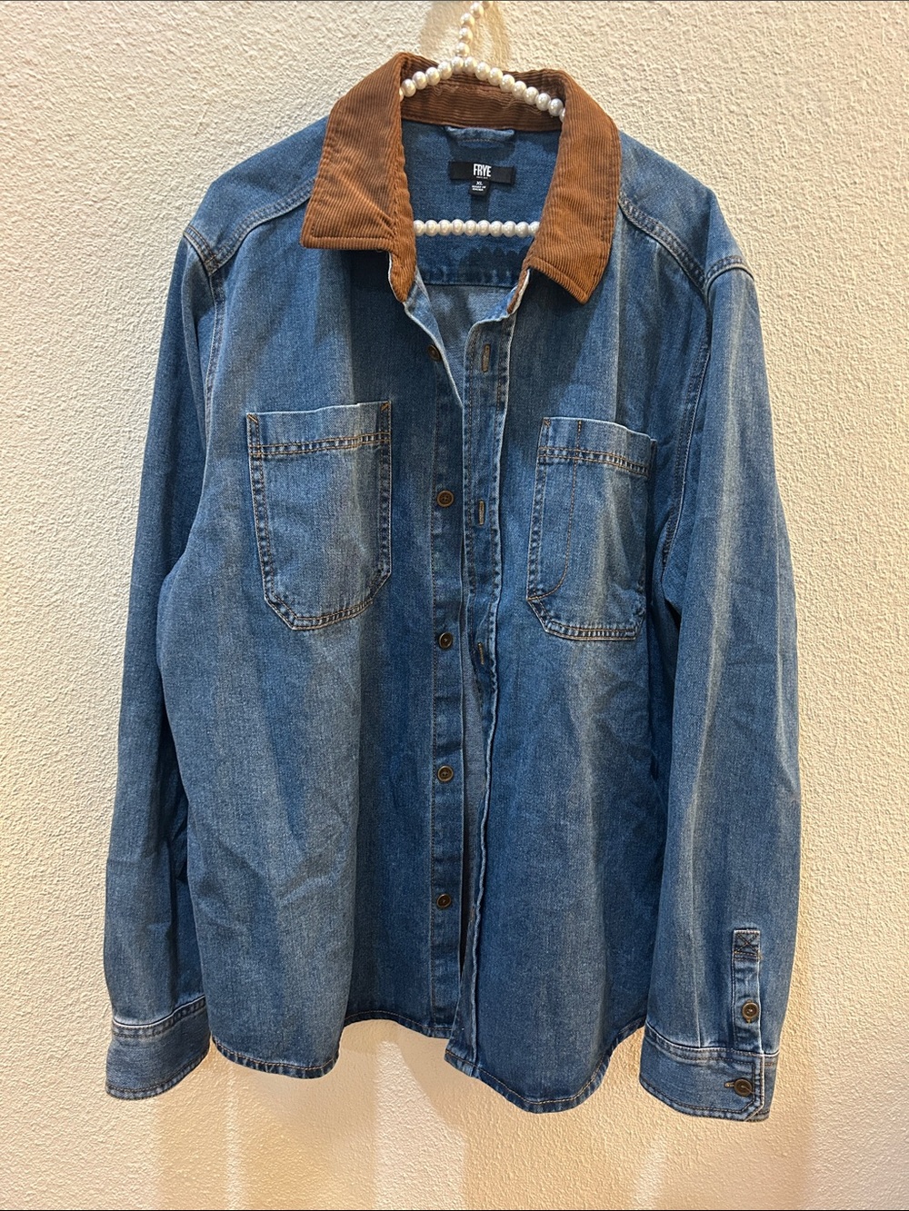 Frye Western Jean Barn Shacket, Corduroy Collar, Button Up Size XL